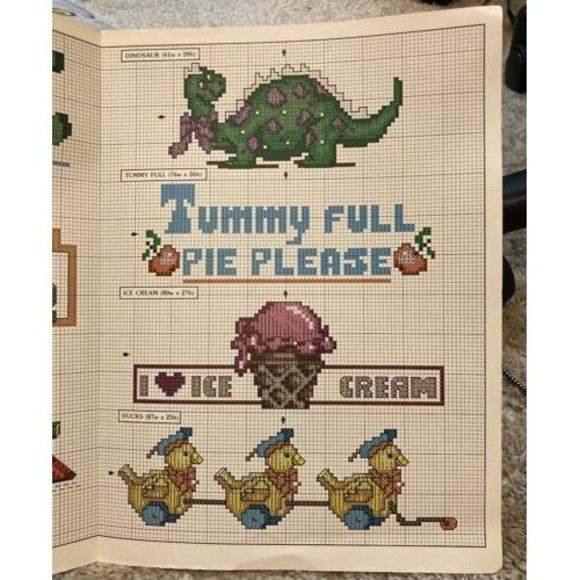 Leisure Arts Cross Stitch Pattern 646 Bibs for Baby Dinosaur Ice Cream Duck - Picture 3 of 3